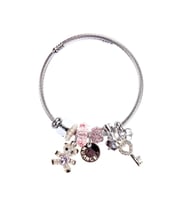 Pandoramodel Pembe İncili Ayıcık Charmlı Kadın Çelik Bileklik