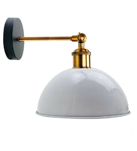 RİOLİGHT VİNTAGE,RETRO,RUSTİK BEYAZ 1XE27 ESKİTME DUYLU MASALLI TEKLİ DUVAR APLİK ŞAPKA ÇAP:23CM (Siyah - Beyaz)