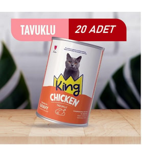 King Sos İçerisinde Et Parçacıklı Tavuklu Kedi Konservesi 400 Gr*20 ADET