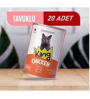 King Sos İçerisinde Et Parçacıklı Tavuklu Kedi Konservesi 400 Gr*20 ADET