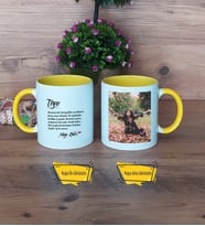 Teyzeye Hediye Kupa Bardak Sarı Fotoğraflı Teyzeye Doğum Günü Hediyesi
