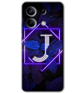 Redmi Note 13 Pro 5G Kılıf HD Desen Baskılı Kılıf - Dark Neon Yaprak J Harfi