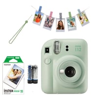 Fujifilm İnstax Mini 12 Fotoğraf Makinesi+Askı+pil+10'lu film+Mandal yeşil