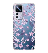 Xiaomi Mi 12t Pro  Kamera korumalı Kapak Floral Pudra Tasarımlı  Şeffaf Kılıf