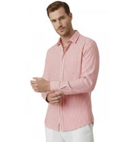 DeepSEA Gri Slim Fit %100 Pamuk Çizgili Erkek Gömlek – Cepli Yazlık Yeni Sezon Gömlek 2602627