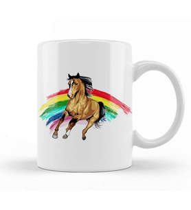 Cute Rainbow Horse Adorable Horse Lovers Kupa Bardak Porselen