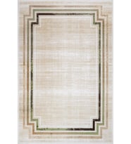 Mavi Ekru Geometrik Desenli Dijital Baskı Salon Halısı Modern Kaymaz Tabanlı Yıkanabilir