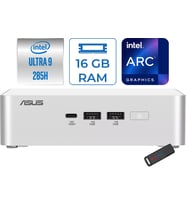Asus NUC15 Pro+ (Plus) Intel Core Ultra 9 285H 16GB Ddr5 4tb SSD Windows 11 Pro Intel® Arc™ 140T Mini Masaüstü Bilgisayar RNUC15CRSU900002P05 + Zetta Çanta
