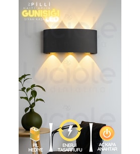 Şerit LED Pilli Siyah Kasa Haiti Aplik Banyo Salon Ayna Üstü Led Aydınlatma Günışığı Led