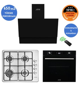 Eminçelik ve AFM TECH Markalı / FR/  inoX- Siyah Turbolu  Ankastre Set ( 31 220 + FM7700 + FM3400 )