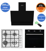 Eminçelik ve AFM TECH Markalı / FR/  inoX- Siyah Turbolu  Ankastre Set ( 31 220 + FM7700 + FM3400 )