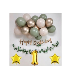 Çıtıpıtıstore Küf Yeşili 1 Yaş Doğum Günü Balon Seti