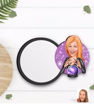 BK Gift Kişiye Özel Kadın Astrolog Karikatürlü Ahşap Bardak Altlığı-1