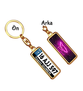 Kişiye Özel Daihatsu Neon Pembe Logo Tema Plaka Anahtarlık (Altın)