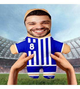 Motto Gift Kişiye Özel Fotoğraflı Lacivert Beyaz Taraftar Peluş Oyuncak 531009