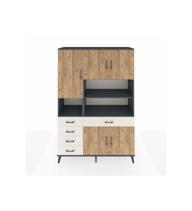 Hyperion Dolap 9 Raflı 5 Çekmeceli 5 Kapaklı 132x44x195 Antrasit-Çam/Aytaşı