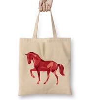Geometric Animal Horse Bez Çanta Uzun Saplı