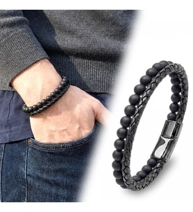 Moncuk Design Oniks Doğaltaş Ve Deri Erkek Bileklik 33512B7D1