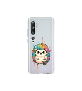 Xiaomi Mi Note 10 ile Uyumlu Splash Kirpi Tasarımlı Şeffaf Silikon Kılıf
