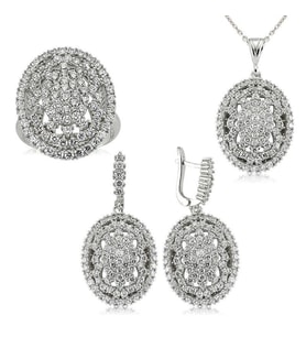 Gümüş Beyaz Taşlı Bayan Set