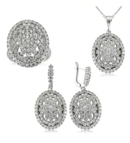 Gümüş Beyaz Taşlı Bayan Set