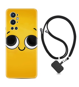 Tecno Spark 9 Pro Kılıf Resimli Boyun Askılı İpli Desenli Silikon Series Yellow 1831
