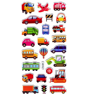 Sticker Kabartmalı Stiker Çıkartma Etiket (LTA001)-18x9 cm- Mini Araba Uçak
