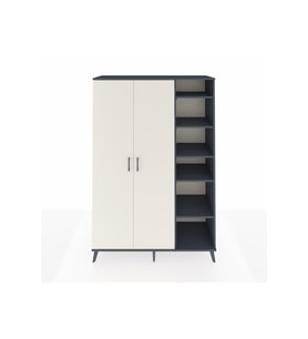 Hyperion Dolap 7 Raflı 2 Kapaklı Tek Askılı 132x44x195 Antrasit-Aytaşı/Çam