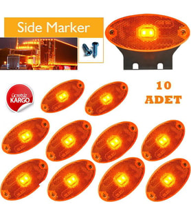KAMYON TIR DORSE OTOBÜS YAN MARKER LAMBA OVAL 10 ADET SARI 24V