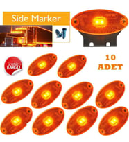 KAMYON TIR DORSE OTOBÜS YAN MARKER LAMBA OVAL 10 ADET SARI 24V