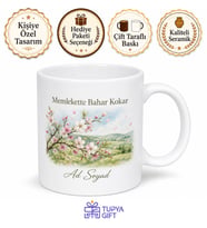 Memlekette Bahar Kokusu Baskılı Kupa Bardak Hediye Porselen Mug