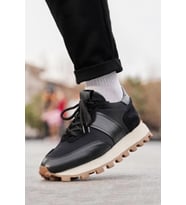 Shoetyle - Siyah Hakiki Deri Bağcıklı Erkek Sneaker 115-801