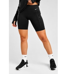 Nike Go Women's High Rise 8" Biker Black Shorts With Pockets Kadın Lazer Kesim Yükske Bel 6 Cepli Tayt Şort Siyah