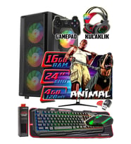 WarboX ANİMAL 24" Monitör i5 3350p 16gb Ram 256gb Ssd 250gb Hdd R7 240-4gb E.kartı Gaming PC (Siyah)