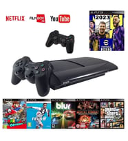 Sony 320gb ps3 + 2 adet gamepad + 20 Adet strateji oyunu, Pes 2023 Yüklü (Siyah)