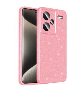 Coverzone Xiaomi Redmi Note 13 Pro Plus 5G ile uyumlu Z-Jelly K?l?f Kamera Korumal? Simli I??lt?l? Renkli Parlak Silikon Kapak - A�?k Pembe