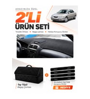 e-biz MAZDA 626 AİRBAGSİZ (1998-2000) Uyumlu Torpido Örtüsü + Tay Tüyü Bagaj Çantası - Siyah - MA010