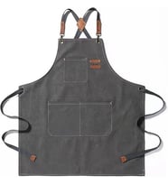 Valkyrie Unisex Kanvas Mutfak Önlüğü Ayarlanabilir Askılı Cepli Barista Garson Servis Önlüğü Gri