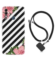 Tecno Spark 8T Kılıf Resimli Boyun Askılı İpli Desenli Silikon Strip Flowers 2 1409