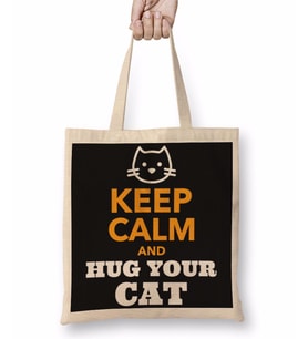 Keep Calm and Hug Your Cat Bez Çanta Uzun Saplı