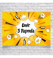 Sarı Elektirik Temalı Doğum Günü Afişi