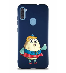 Samsung Galaxy M11 Soft Premier Kapak Bayan Puff Tasarımlı Silikon Kılıf - Lacivert (Şeffaf)
