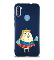 Samsung Galaxy M11 Soft Premier Kapak Bayan Puff Tasarımlı Silikon Kılıf - Lacivert (Şeffaf)