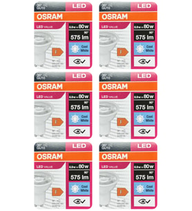 (6 Adet) Ledvance 6,9W Günışığı-Ilık Beyaz (4000K) GU10 Duylu Led Spot Ampul