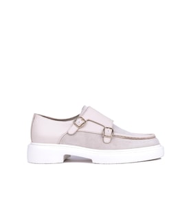 Shoetyle - Bej Hakiki Süet, Deri Tokalı Erkek Klasik Ayakkabı 115-K575