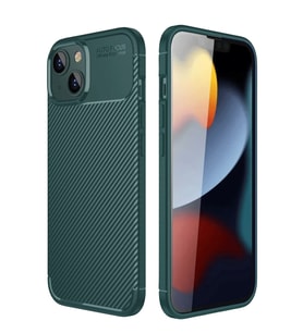 iPhone 14 Kılıf Auto Focus Karbon Kapak - Koyu Yeşil