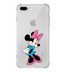 Apple iPhone 8 Plus Uyumlu Köşe Korumalı Antişok  Kapak Minnie Mouse Tasarımlı Şeffaf  Kılıf