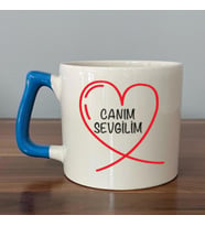 Canım Sevgilim Baskılı Mavi Kulplu D Kupa