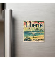 Liberya Liberia - Posta Pulu Temalı Ülke - Baskılı Buzdolap Magneti Kare - 9x9 cm