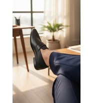 Enoch Hakiki Deri Mikro Dokulu ve Klasik Bant Detaylı Erkek Comfort Loafer